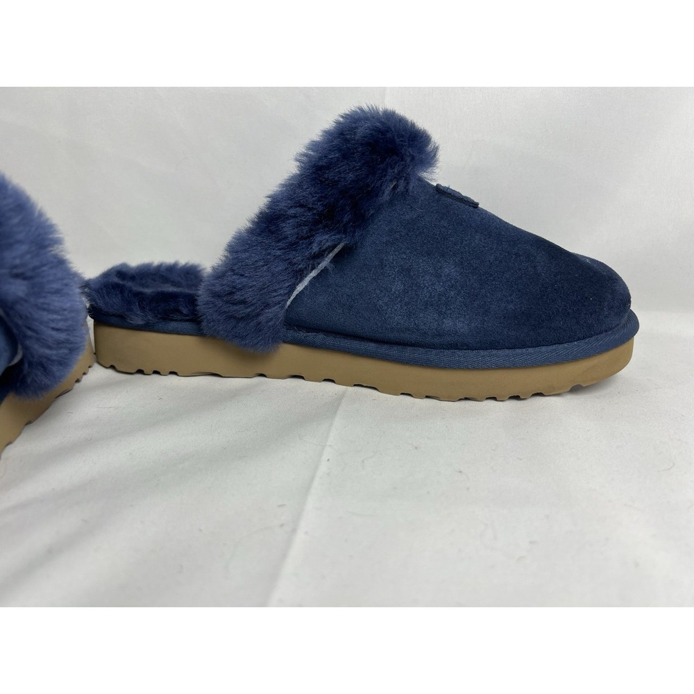 UGG AUSTRALIA REAL Sheepskin! Slide Slippers  Womens Sz 9 Shoes Navy VGUC - Picture 3 of 15